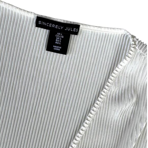 Sincerely Jules White Cropped Long Sleeve Top - Size Large - Picture 3 of 4